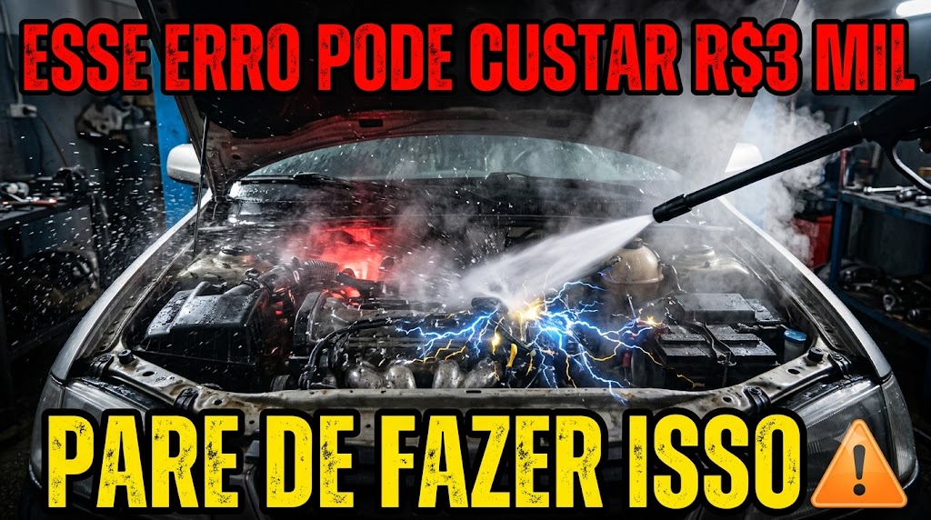 Motor de carro sendo limpo
